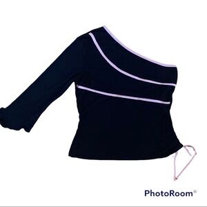 Vanity One Shoulder Black Pink Too L